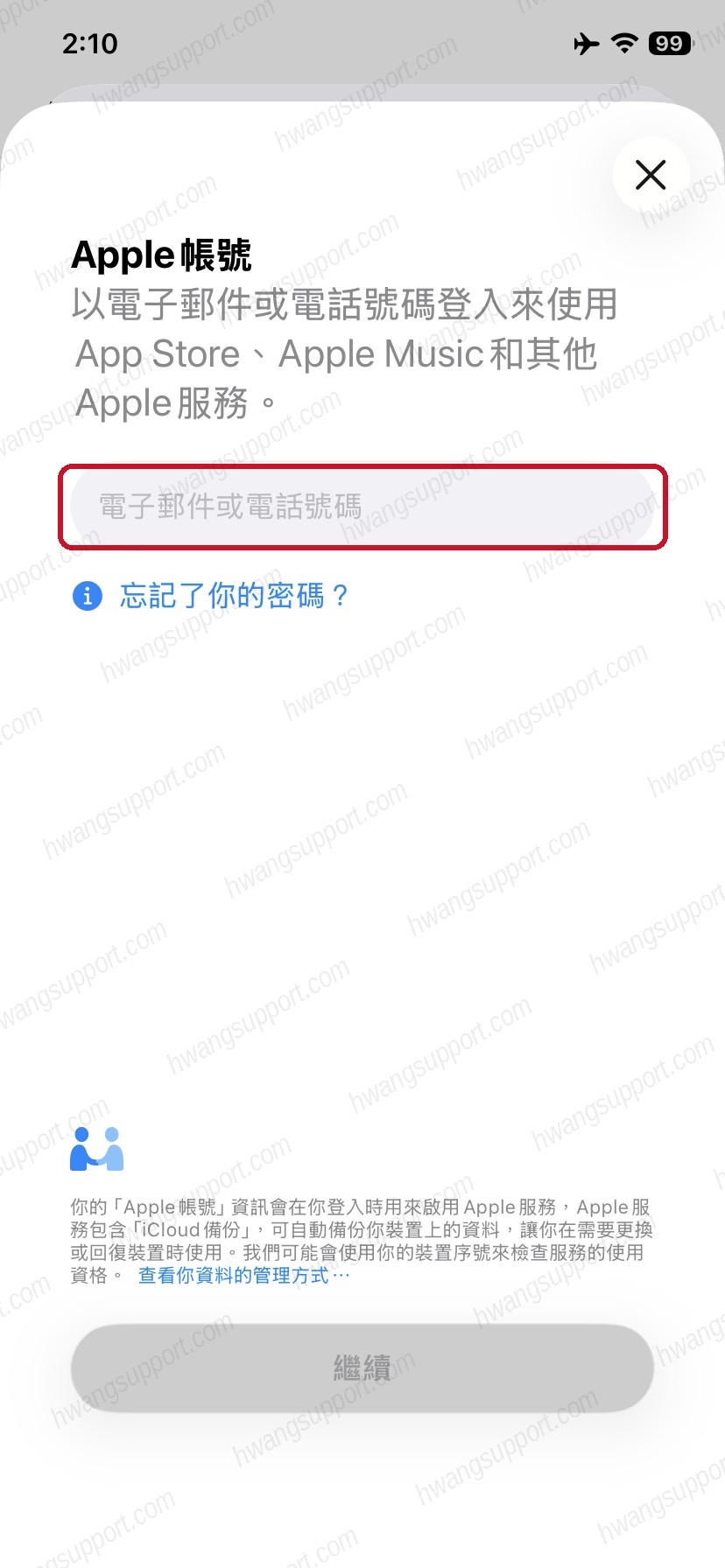 输入海外账号
