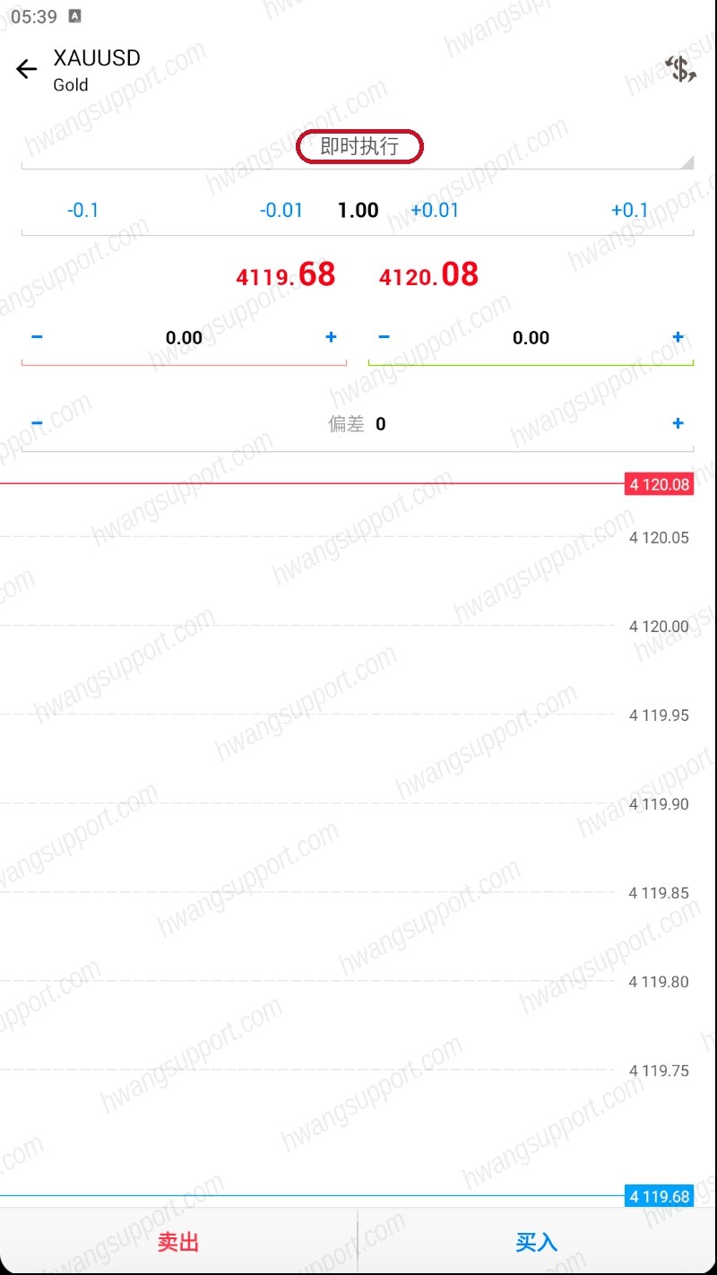 即时执行市价单界面