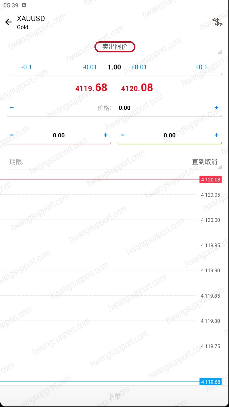 卖出限价界面