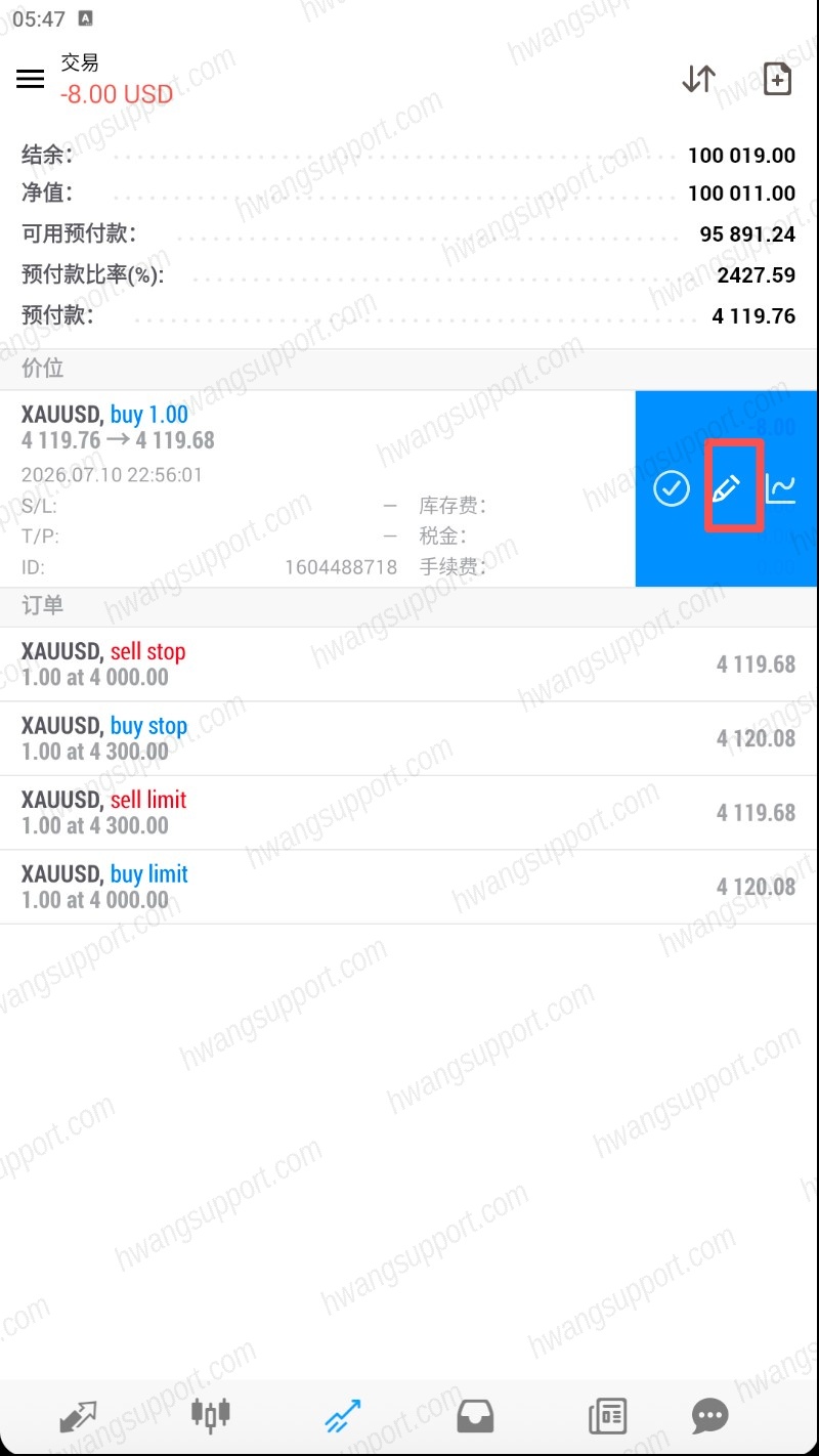 左滑露出铅笔图标